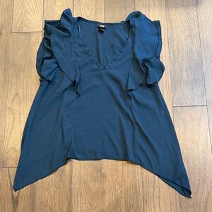 H&M Deep Blue Ruffled Blouse Size 6
